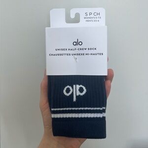 NWT ALO Unisex Half-Crew Socks - Small, Navy